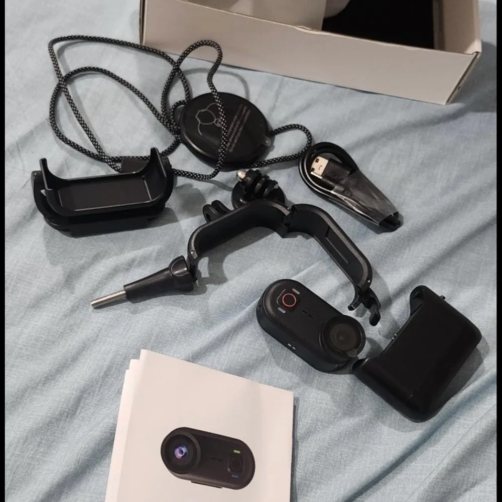 Black Action Camera with Accessories